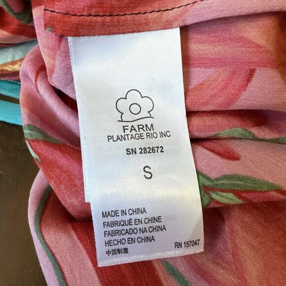 FARM RIO Scarf Mix Shirt Dress Multicolor Fruit Print 3/4 Sleeve Hippie - Picture 11 of 15